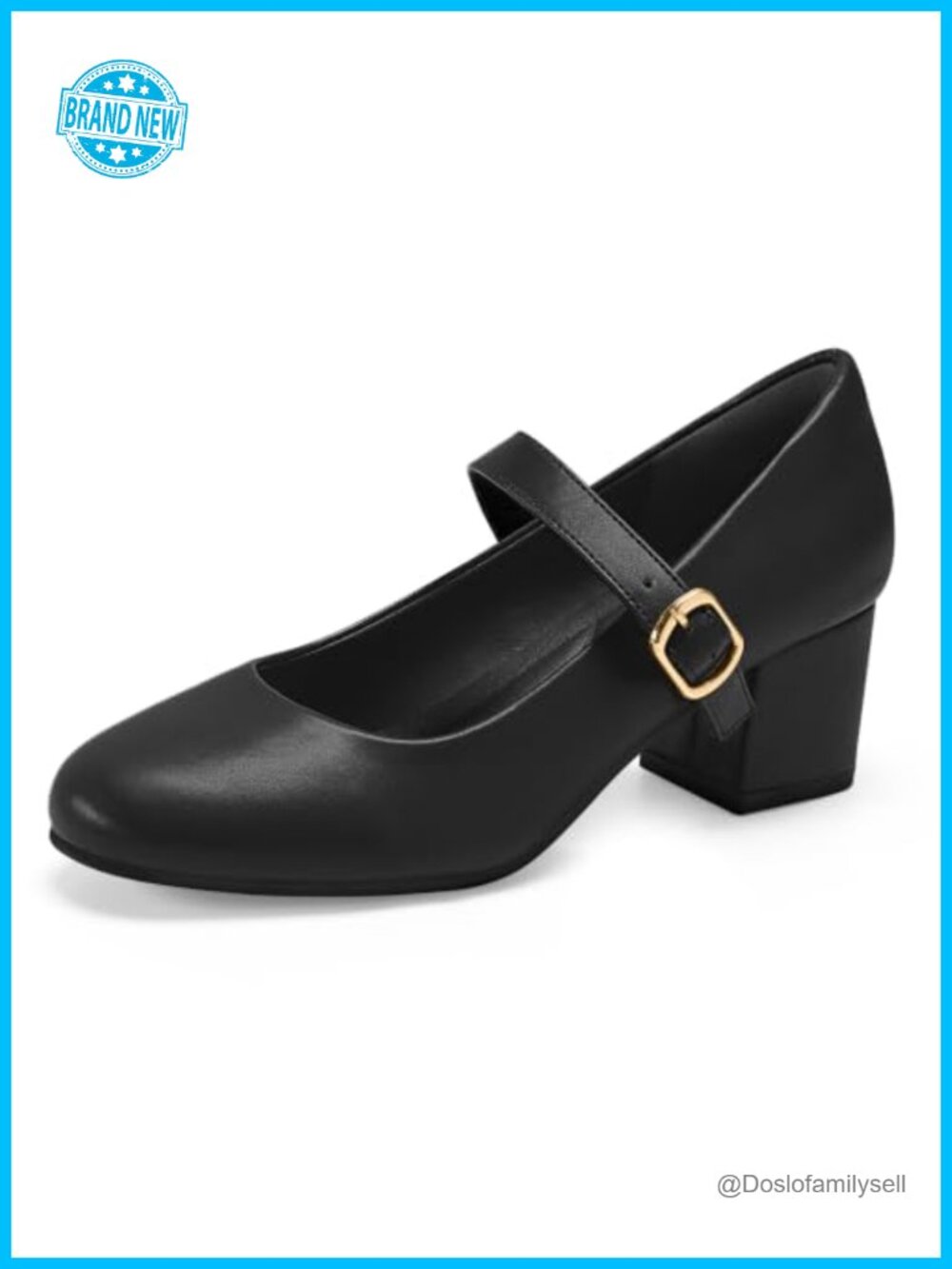 Mary Jane Heels Womens Block Heel Pumps Round Toe Faux Leather Dress Shoes